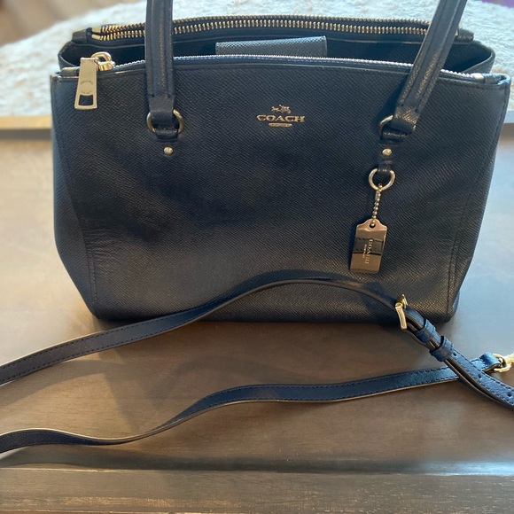 Coach Navy Leather Satchel - Picture 2 of 10